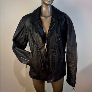 Men's Black Leather Motorcycle Jacket